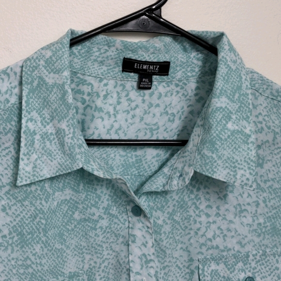 Elementz Tops Deals Macys Mint Green Animal Print Blouse Xl Petite